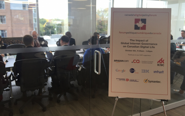Participants in meeting room at 2015 Canada Digital Policy Forum