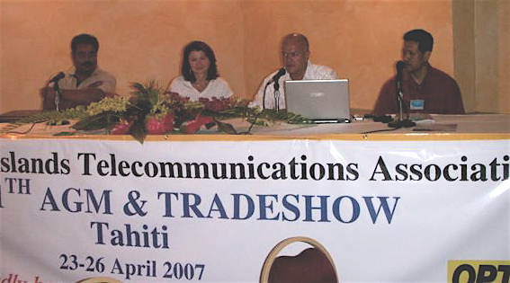 The Internet Corporation for Assigned Names and Numbers and the Pacific Islands Telecommunications Association signed a Memorandum of Understand aimed at sharing information on Internet development in the Pacific Islands region. On hand for the signing at the 11th PITA AGM, held in Tahiti in April were, left to right, Fred Christopher, Manager of PITA, Theresa Swinehart, Vice President, Global and Strategic Partnerships of ICANN,  Maui Sanford, President of PITA, and Save Vocea, Regional Liaison, Australasia/Pacific, ICANN.